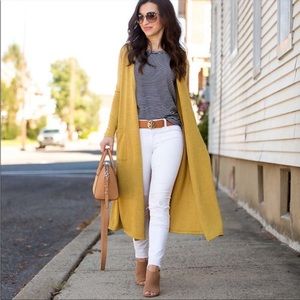 Long Sleeve Lightweight Duster Cardigan Lularoe Sarah FLAWED Mustard Yellow